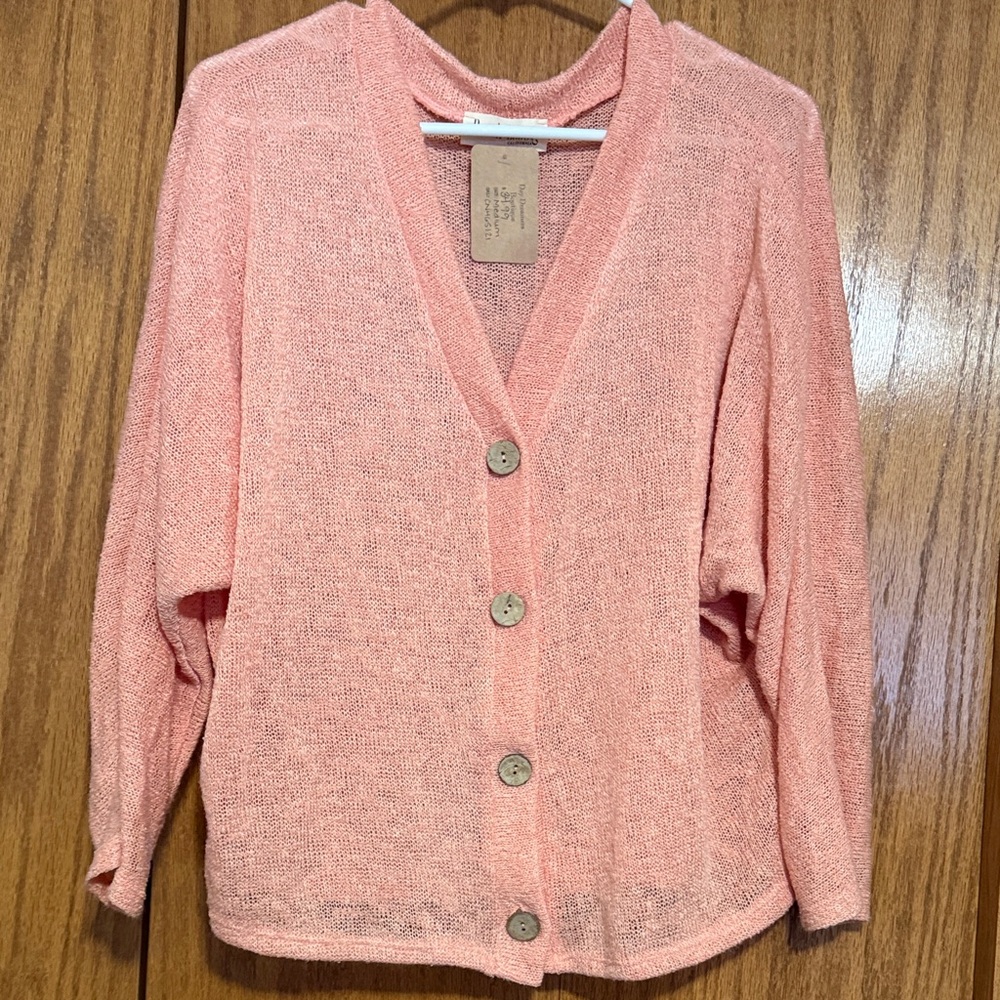 Peach Love California Coral Button-Up Cardigan